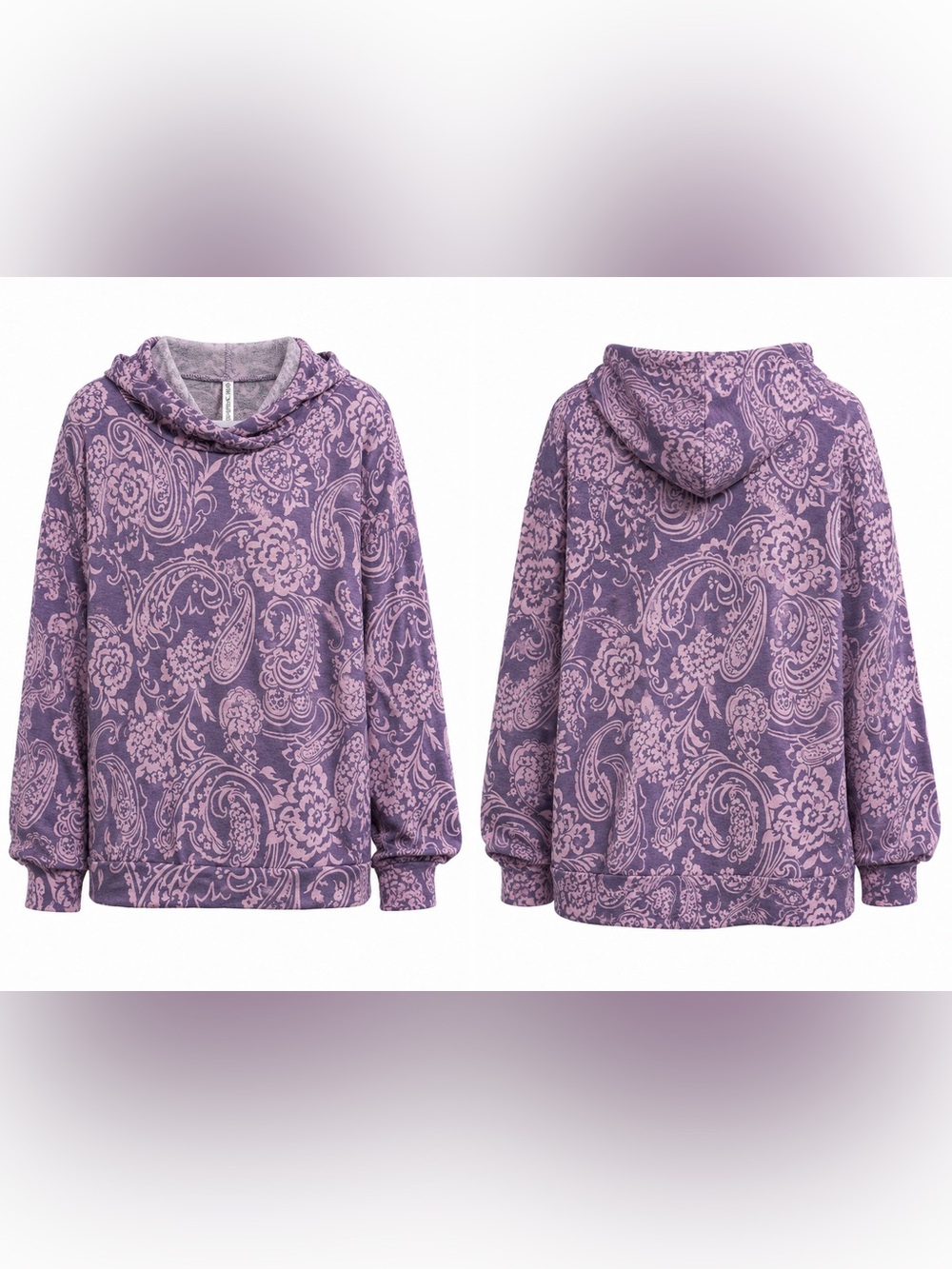 🆕 Dear Scarlett Women’s Paisley Lightweight Soft Hoodie Stretch Pullover - Picture 2 of 2